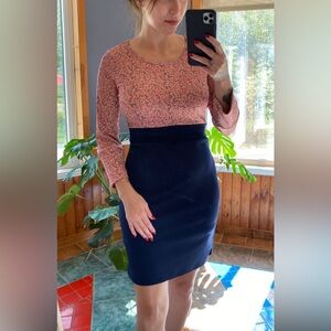 Jullia Pink and navy blue Floral Dress small new